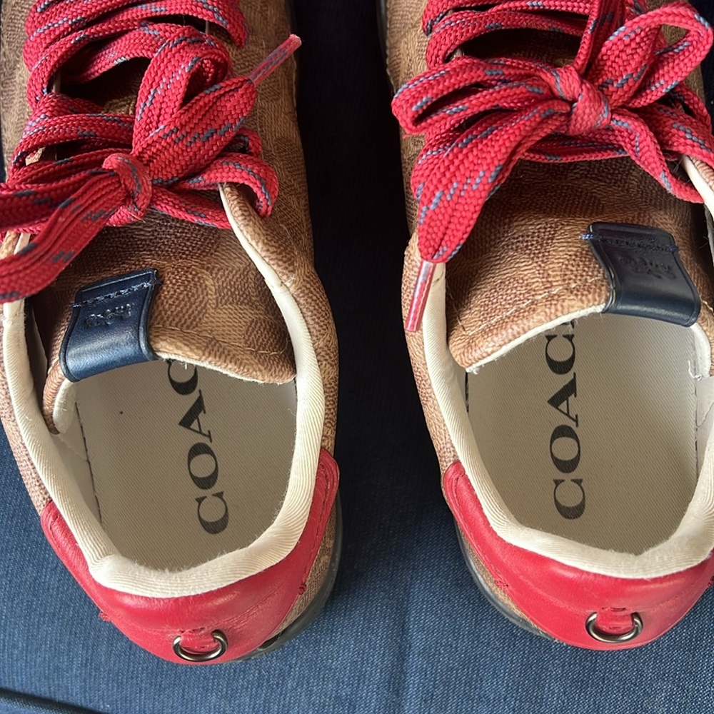 COACH men’s shoes - brown with red laces - Picture 6 of 7